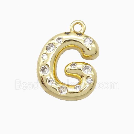 Copper Letter-G Pendant Pave Zirconia Gold Plated