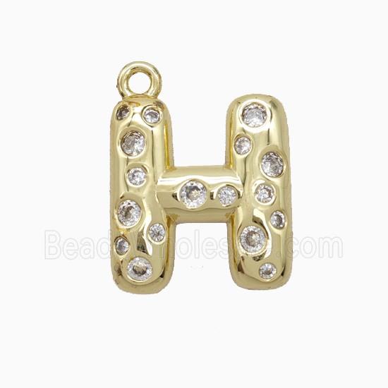 Copper Letter-H Pendant Pave Zirconia Gold Plated