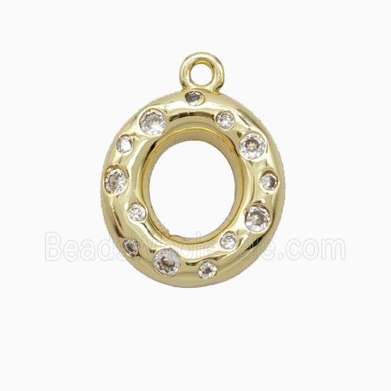 Copper Letter-O Pendant Pave Zirconia Gold Plated