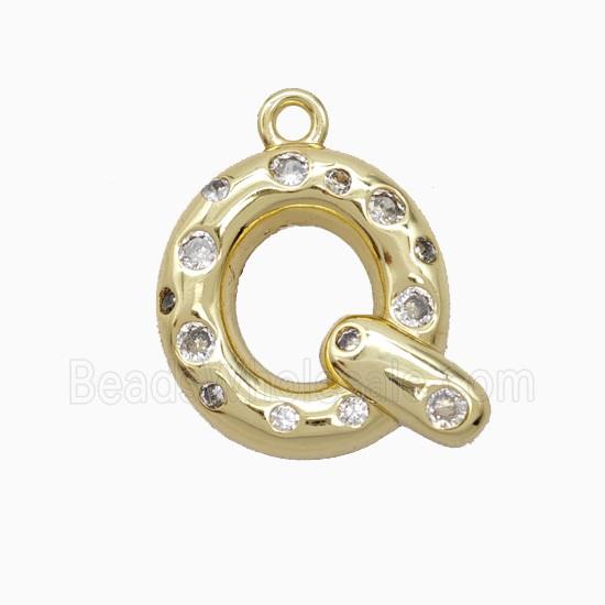 Copper Letter-Q Pendant Pave Zirconia Gold Plated