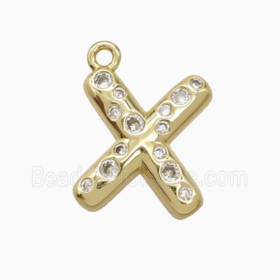 Copper Letter-X Pendant Pave Zirconia Gold Plated