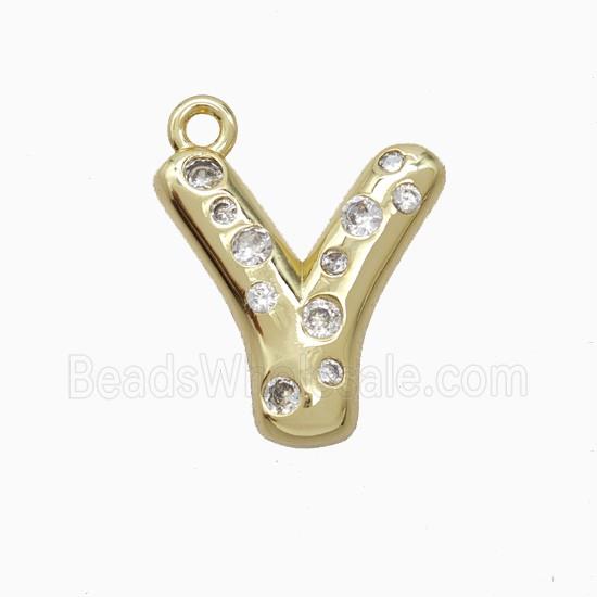 Copper Letter-Y Pendant Pave Zirconia Gold Plated