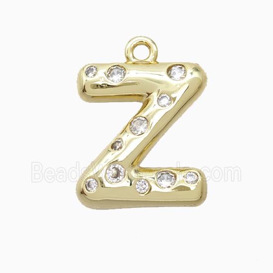 Copper Letter-Z Pendant Pave Zirconia Gold Plated
