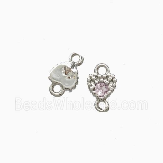 Copper Heart Connector Pave Zirocnia Platinum Plated