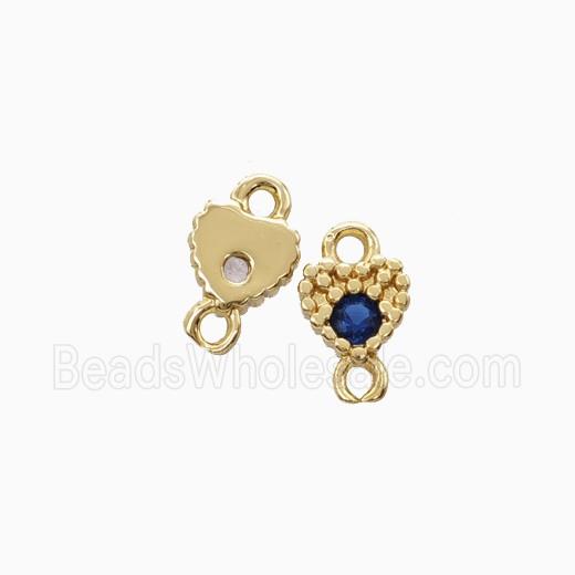 Copper Heart Connector Pave Zirocnia Gold Plated