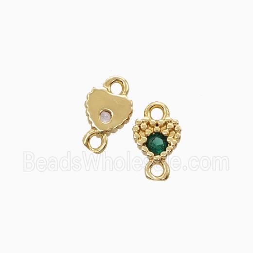 Copper Heart Connector Pave Zirocnia Gold Plated