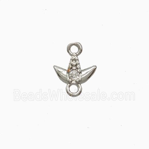 Copper Tulip Connector Pave Zirconia Platinum Plated