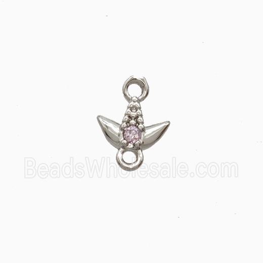 Copper Tulip Connector Pave Zirconia Platinum Plated