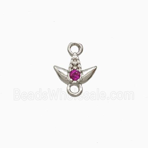 Copper Tulip Connector Pave Zirconia Platinum Plated