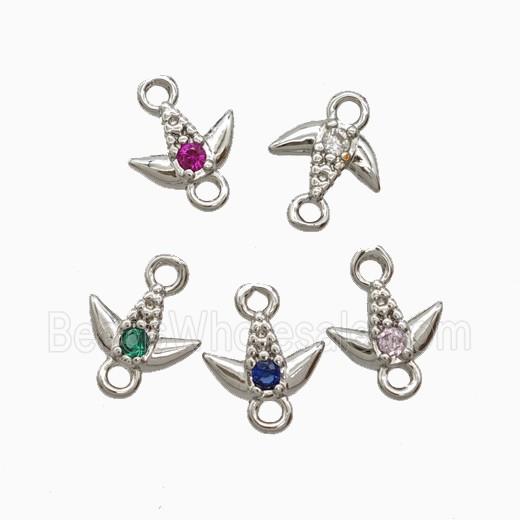 Copper Tulip Connector Pave Zirconia Platinum Plated Mixed