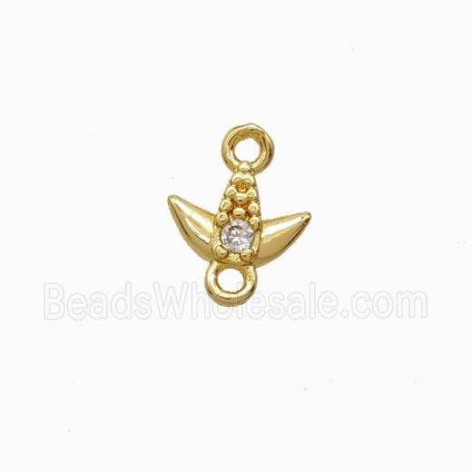 Copper Tulip Connector Pave Zirconia Gold Plated