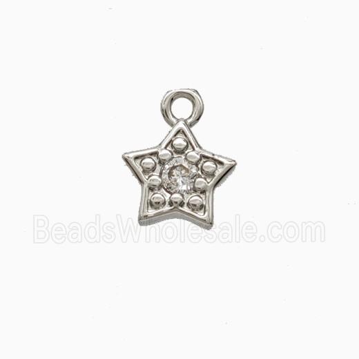 Copper Star Pendant Pave Zirconia Platinum Plated