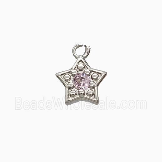 Copper Star Pendant Pave Zirconia Platinum Plated