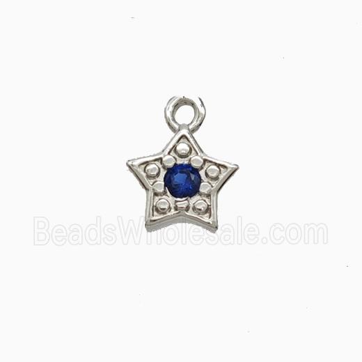 Copper Star Pendant Pave Zirconia Platinum Plated