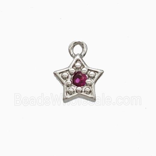 Copper Star Pendant Pave Zirconia Platinum Plated