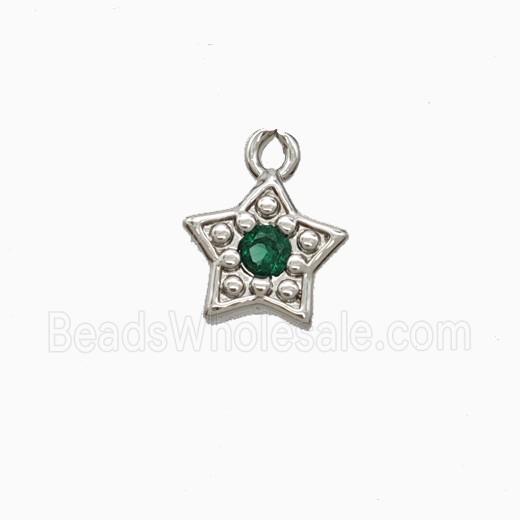 Copper Star Pendant Pave Zirconia Platinum Plated