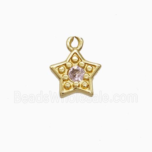 Copper Star Pendant Pave Zirconia Gold Plated