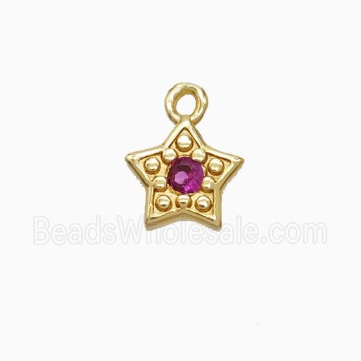 Copper Star Pendant Pave Zirconia Gold Plated