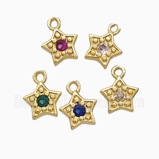 Copper Star Pendant Pave Zirconia Gold Plated Mixed