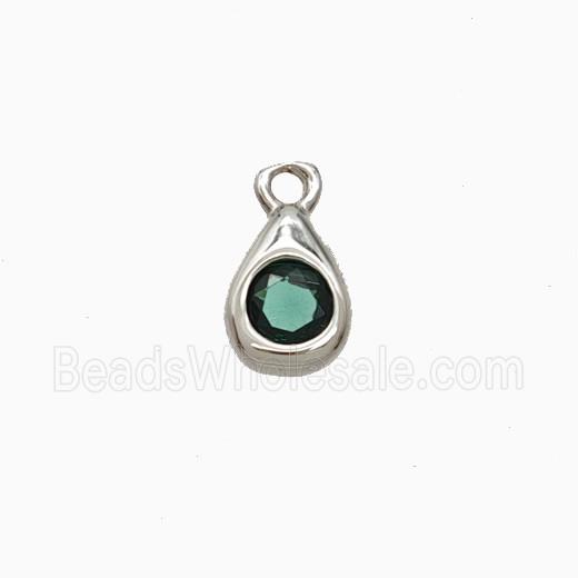 Copper Teardrop Pendant Pave Zirconia Platinum Plated