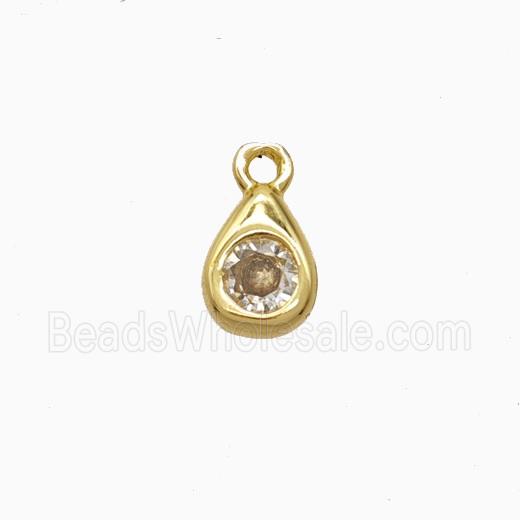 Copper Teardrop Pendant Pave Zirconia Gold Plated