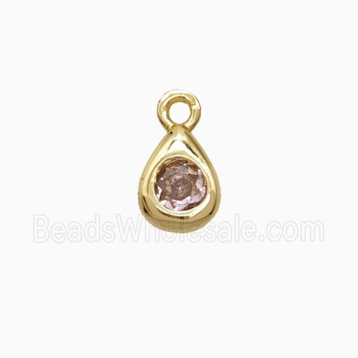 Copper Teardrop Pendant Pave Zirconia Gold Plated