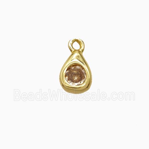 Copper Teardrop Pendant Pave Zirconia Gold Plated
