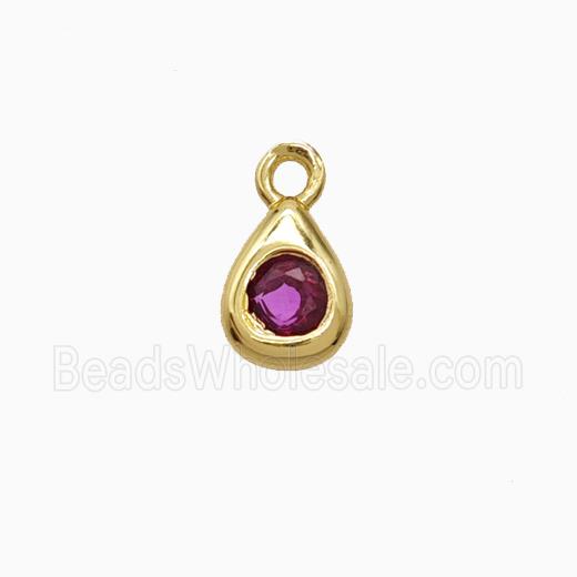 Copper Teardrop Pendant Pave Zirconia Gold Plated