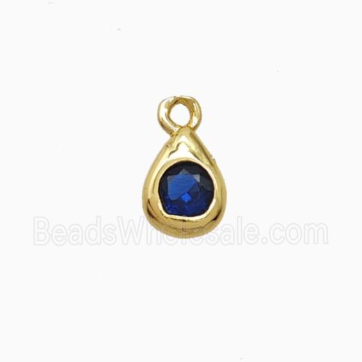 Copper Teardrop Pendant Pave Zirconia Gold Plated