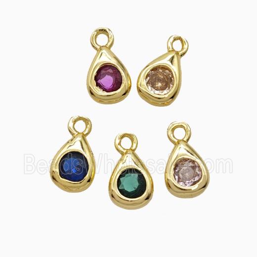 Copper Teardrop Pendant Pave Zirconia Gold Plated Mixed
