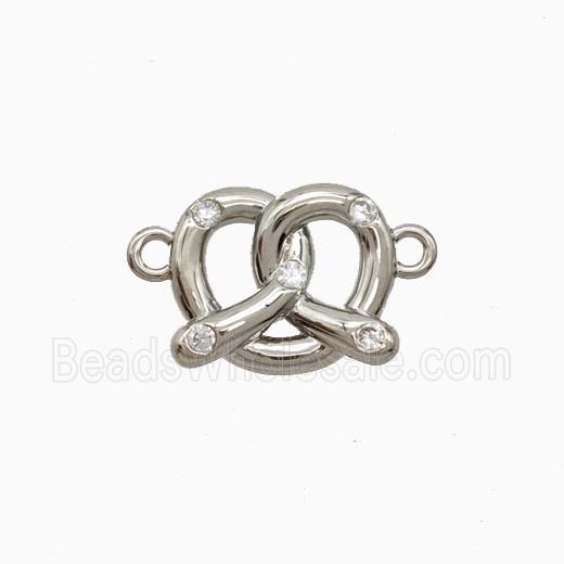 Copper Heart Pendant Pave Zirconia Platinum Plated