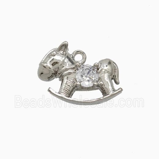 Copper Trojanhorse Pendant Pave Zirconia Platinum Plated