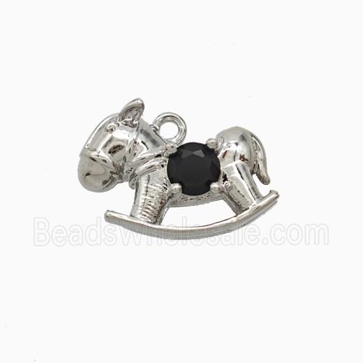 Copper Trojanhorse Pendant Pave Zirconia Platinum Plated