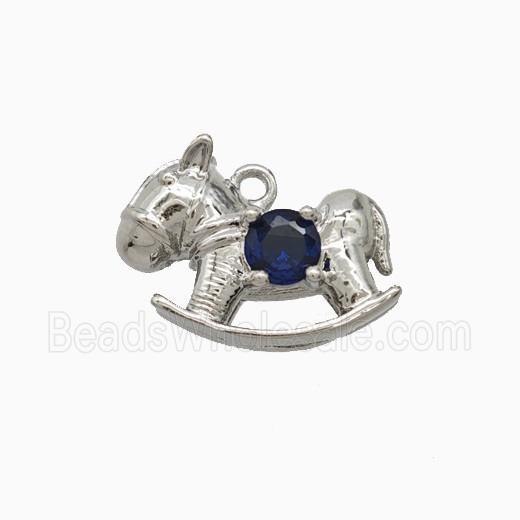 Copper Trojanhorse Pendant Pave Zirconia Platinum Plated