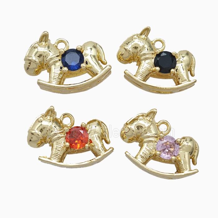 Copper Trojanhorse Pendant Pave Zirconia Gold Plated Mixed