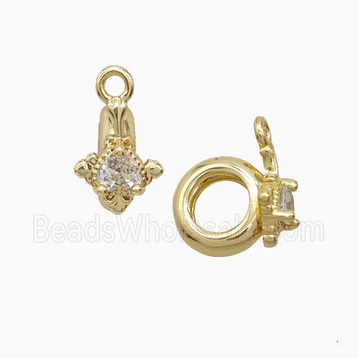 Copper Bail Pendant Pave Zirconia Gold Plated