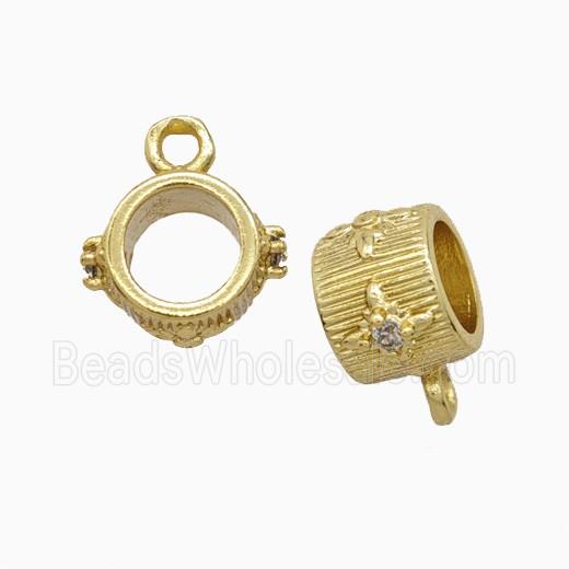 Copper Bail Pendant Pave Zirconia Gold Plated