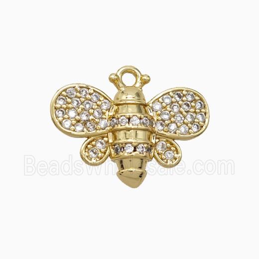 Copper Honeybee Pendant Pave Zirconia Gold Plated