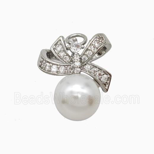 Copper Bowknot Pendant Pave Zirconia Resin Platinum Plated