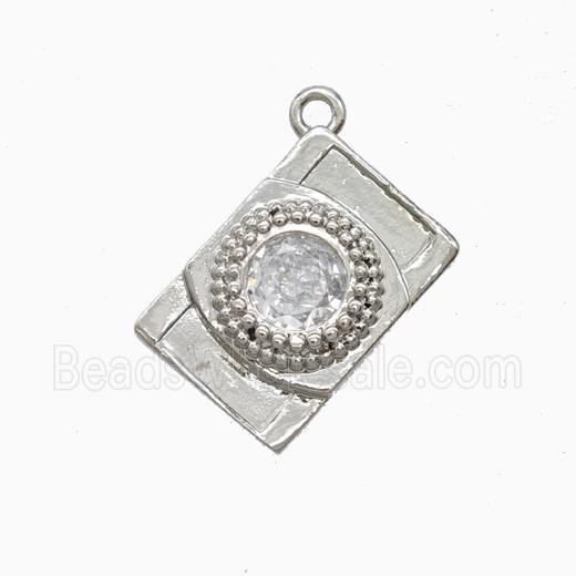 Copper Camera Pendant Pave Zirconia Platinum Plated