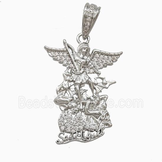 Copper Adam And Eve Pendant Pave Zirconia Platinum Plated