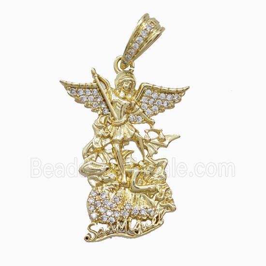 Copper Adam And Eve Pendant Pave Zirconia Gold Plated