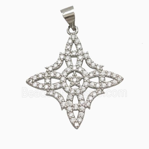 Copper Witch Knot Pendant Pave Zirconia Platinum Plated