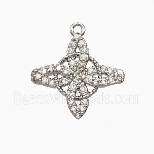 Copper Witch Knot Pendant Pave Zirconia Platinum Plated