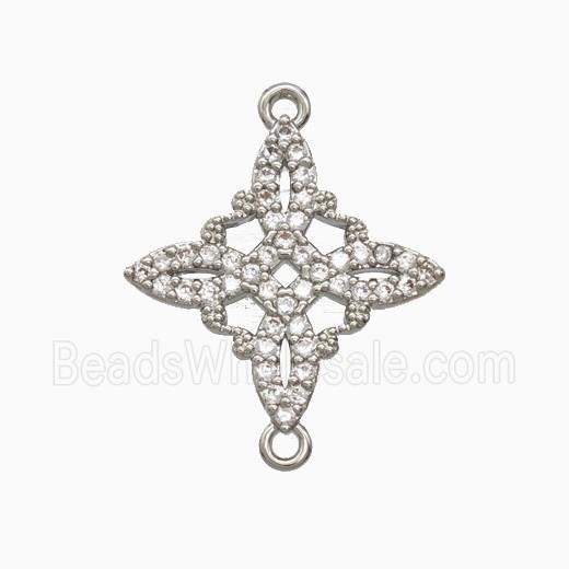 Copper Witch Knot Connector Pave Zirconia Platinum Plated