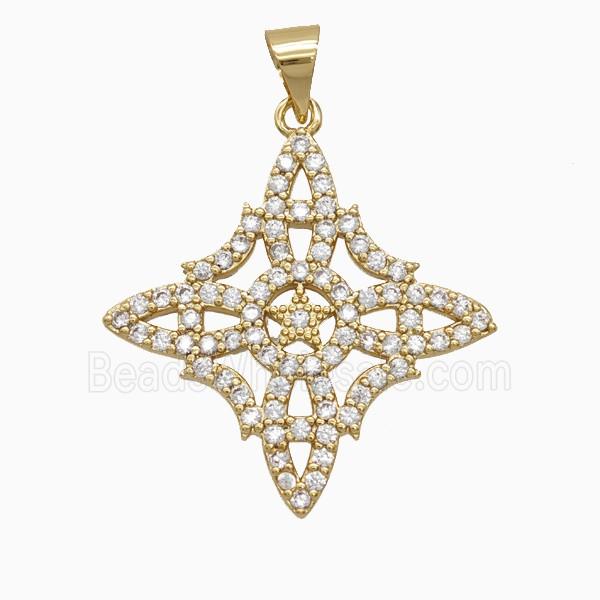 Copper Witch Knot Pendant Pave Zirconia Gold Plated