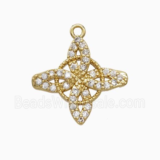 Copper Witch Knot Pendant Pave Zirconia Gold Plated
