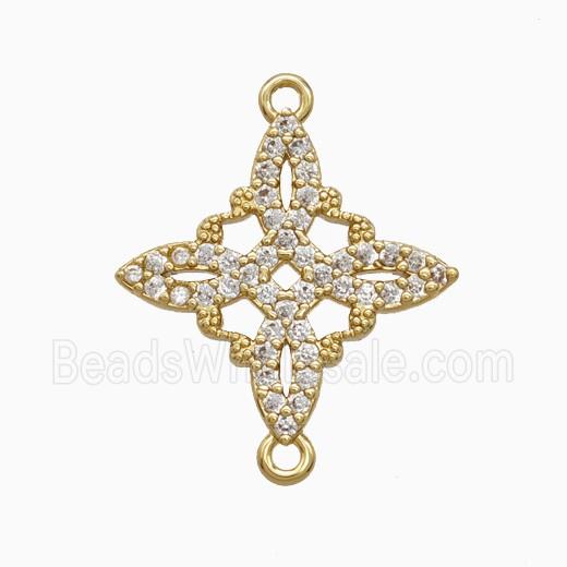 Copper Witch Knot Connector Pave Zirconia Gold Plated