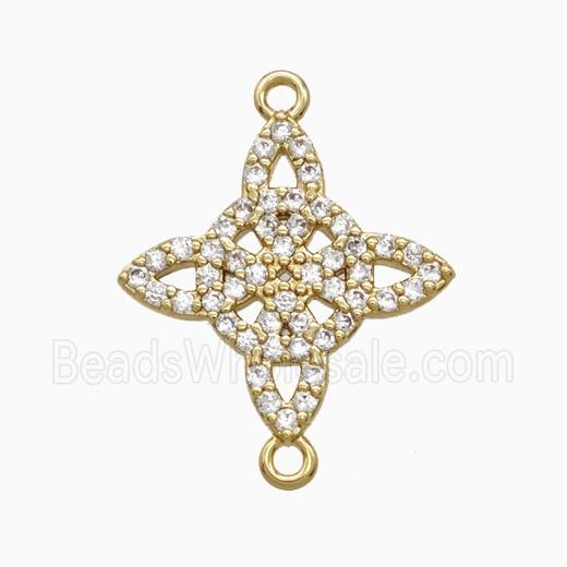Copper Witch Knot Connector Pave Zirconia Gold Plated