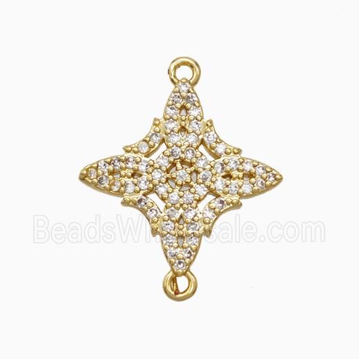 Copper Witch Knot Connector Pave Zirconia Gold Plated